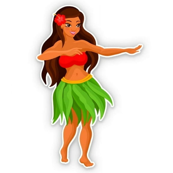 Hawaiian Girl Dancing Hula Aloha Hawaii - 3" Vinyl Sticker - For Car Laptop Water Bottle Phone - Waterproof Decal