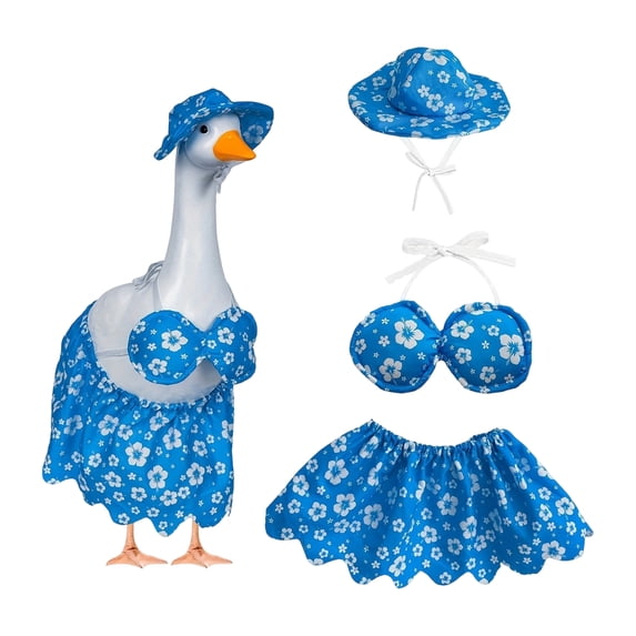 Hawaiian Goose Outfits Summer Porch Goose Bi-ki-ni Sets Cute Lawn Goose Clothes Costume for Outdoor Garden Yard Decor