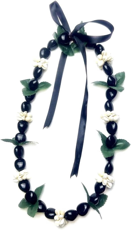 Hawaiian Kukui Nut Necklace - Chunky Heart Beads With Adjustable Ribbon Tie, Gift For Graduation Or Birthday - View #12