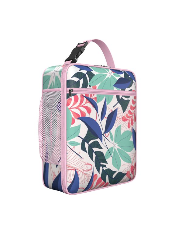 Hawaiian Hibiscus Botanical Jungle Leaves Insulated Lunch Bag – Tropical Floral Hawaiian Print Jungle Leaves Exotic Floral Summer Beach Summer Hawaiian Palm Leaf and Exotic Flowers Tropical Boho Tote