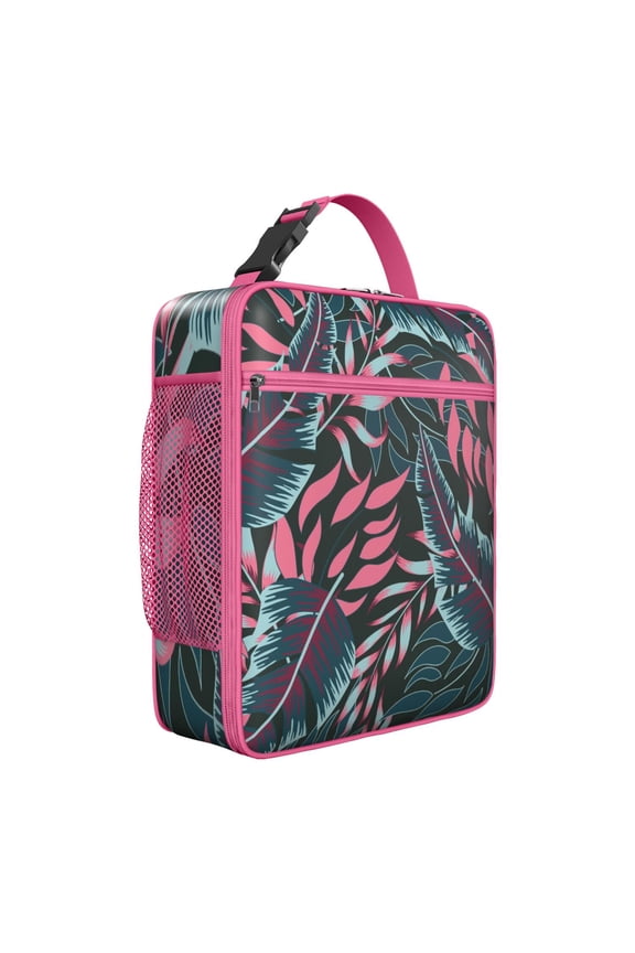 Hawaiian Hibiscus Botanical Jungle Leaves Insulated Lunch Bag – Tropical Floral Hawaiian Print Jungle Leaves Exotic Floral Summer Beach Summer Hawaiian Palm Leaf and Exotic Flowers Tropical Boho Tote