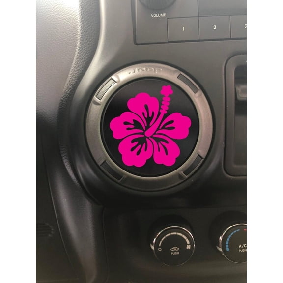 Hawaiian Hibiscus Flower A/C Vent Vinyl Decal Sticker Compatible with and Fits Jeep Wrangler 2011-2022 Compatible with and Fits Jeep Gladiator 2019-2022 - Set of 4