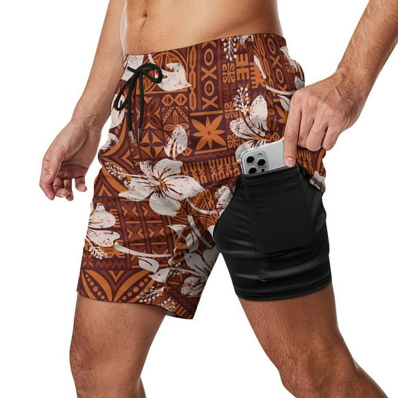 Hawaiian Hibiscus Flowers Quick Dry Swimming Shorts For Men Swimwear Swimsuit Swim Trunk Bathing Beach Wear