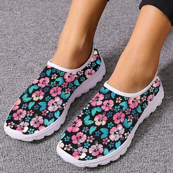Hawaiian Hibiscus Loafers Tropical Plant Floral Print Comfortable Mesh Shoes Women's Casual Slip On Shoes Chaussure