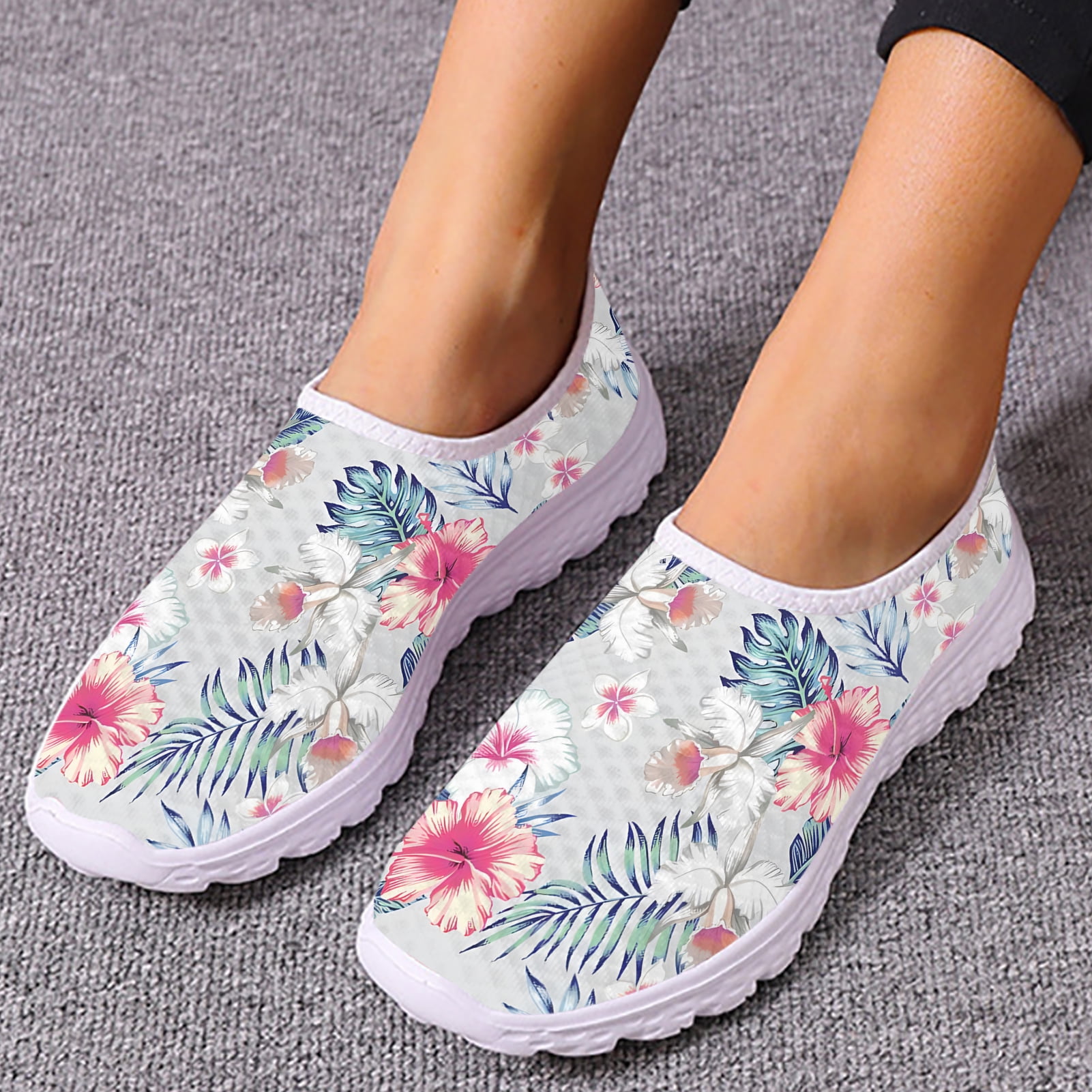 Hibiscus Flower Hawaiian Yellow Print Women's Slip On Sneakers