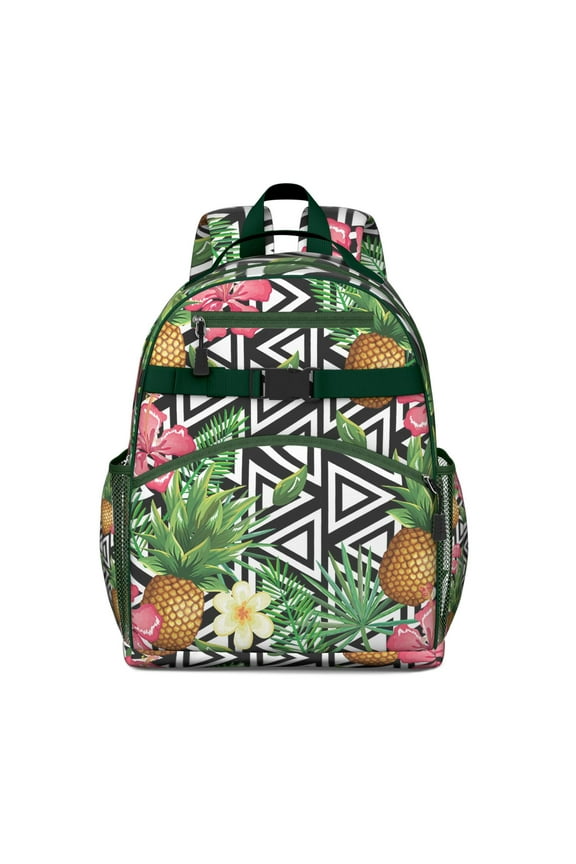 Hawaiian Hibiscus School Backpack - Durable Ergonomic Book Bag with Chest Strap