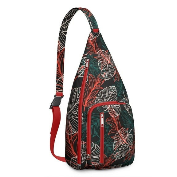 Hawaiian Hibiscus Sling Backpack - Bright Exotic Floral Design Crossbody Bag, Multi-Pocket Organization