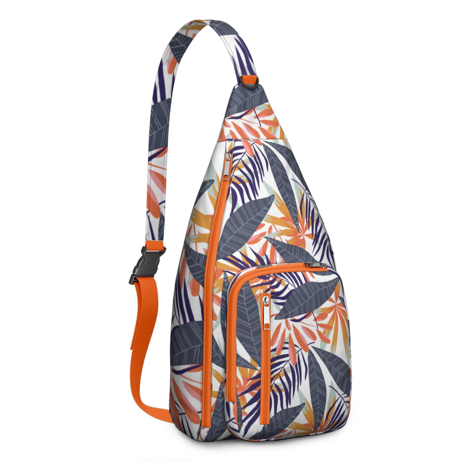 Hawaiian Hibiscus Sling Bag for Women & Men, Multi-Pocket Lightweight Shoulder Bag for Travel