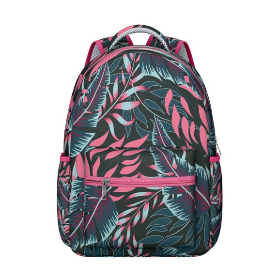 Hawaiian Hibiscus Students Backpack Tropical Floral and Jungle Leaves School Bag Summer Beach Travel Backpack for Students