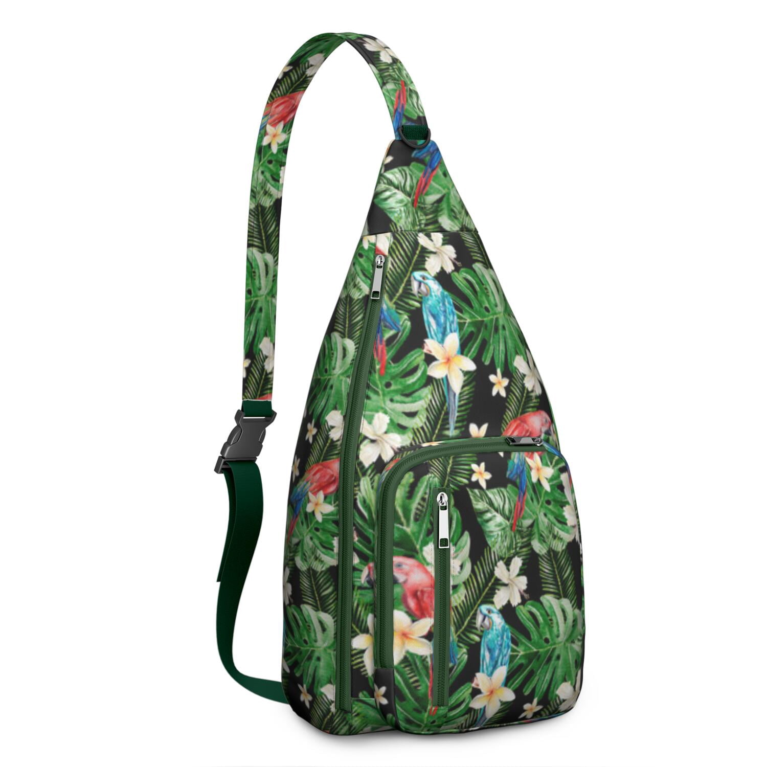 Hawaiian Hibiscus Tropical Floral Sling Bag, Lightweight Shoulder Bag for Women & Men
