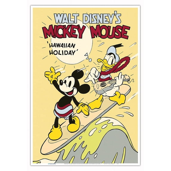 Hawaiian Holiday - Starring Mickey Mouse & Donald Duck - Vintage Film Movie Poster c.1927 - Master Art Print (Unframed) 13in x 19in