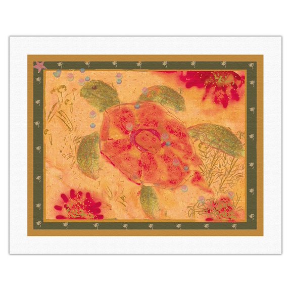 Hawaiian (Honu) Sea Turtle - From an Original Color Painting by Joanne Bolton - Fine Art Rolled Canvas Print 20in x 26in