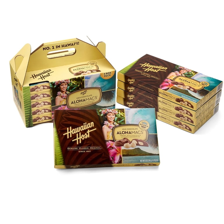 Hawaiian Host Milk Chocolate AlohaMacs Covered Macadamias 5 Box
