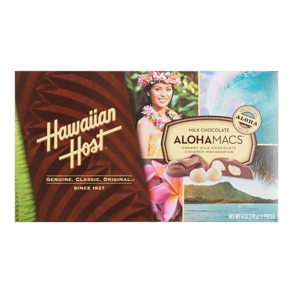 Hawaiian Host Original Chocolate Covered Macadamia Nuts Box 6 oz. Pack of 4