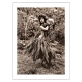 thumbnail image 1 of Hawaiian Hula Dancer Ipu (Gourd Drum) IV - Vintage Sepia Toned Photograph by Alan Houghton c.1960s - Bamboo Fine Art 290gsm Paper Print (Unframed) 24x32in, 1 of 4