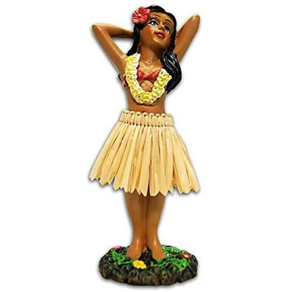 Hawaiian Hula Girl Posing Miniature Dashboard Doll