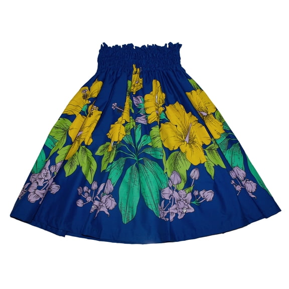 Hawaiian Hula Skirts For 7 - 12 Years Old Girls Pa'u Hula Dancer Dress, Girls children Size, Blue and Black Color