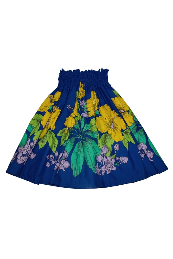 Hawaiian Hula Skirts For 7 - 12 Years Old Girls Pa'u Hula Dancer Dress, Girls children Size, Blue and Black Color