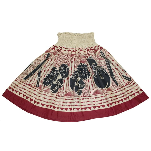 Hawaiian Hula Skirts For 7 - 12 Years Old Girls Pa'u Hula Dancer Dress, Girls children Size, Brown with Red Color