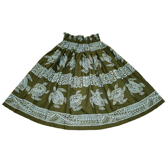 Hawaiian Hula Skirts For 7 - 12 Years Old Girls Pa'u Hula Dancer Dress, Girls children Size, Green Color