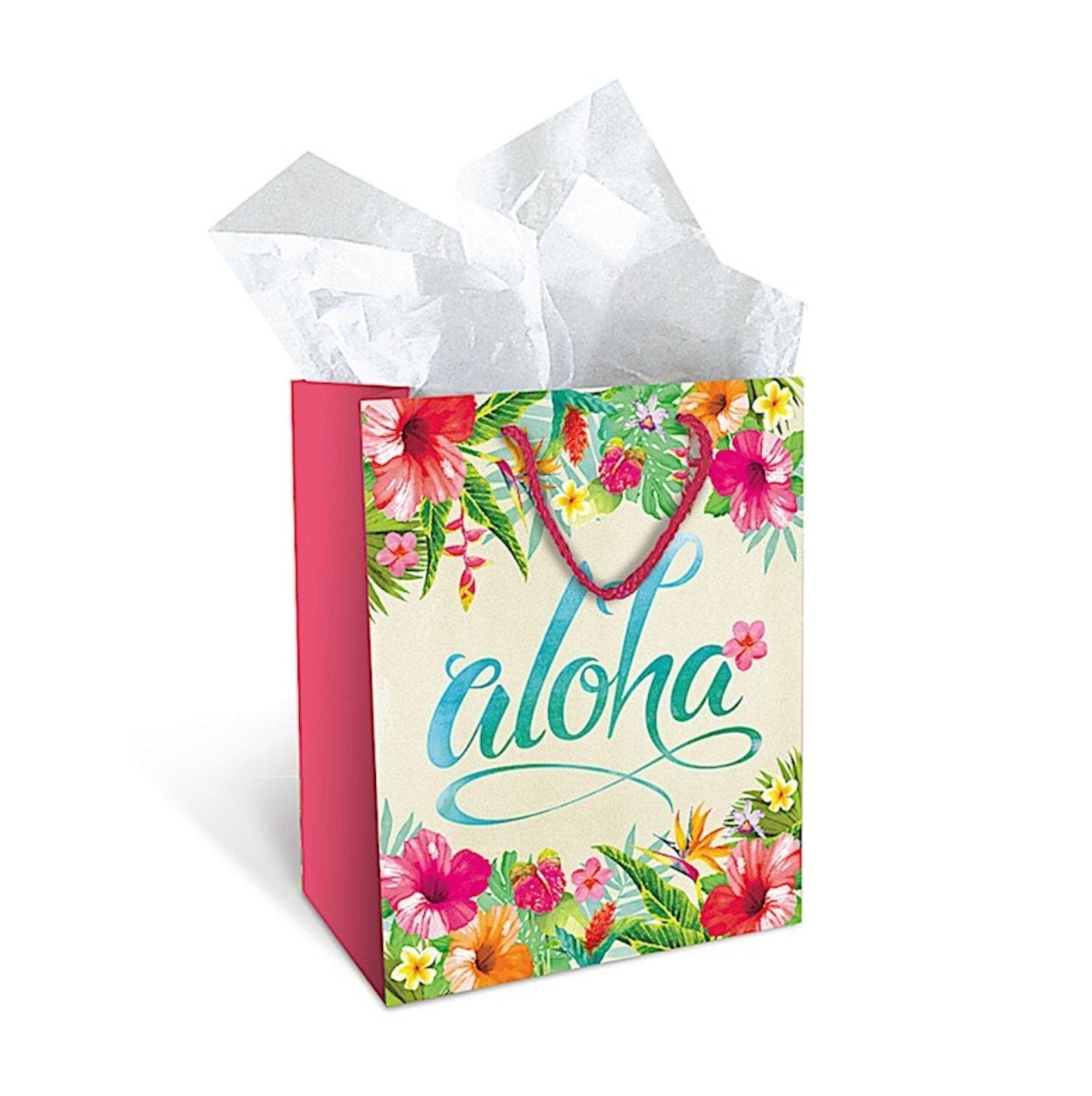 Hawaiian Island Aloha Floral Heavy Paper Gift Bag
