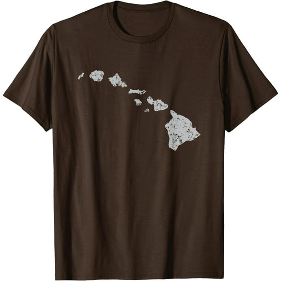 Hawaiian Island Chain Retro Unisex T-Shirt for Men Women,Dark Chocolate Color,Size 3XL