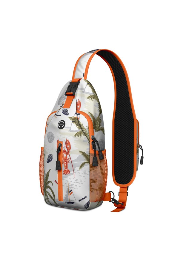 Hawaiian Island Classic Sling Backpack, Lightweight and Fashionable Crossbody Daypack with Exotic Palm Design, Ideal for Summer Commute and Outdoor Travel