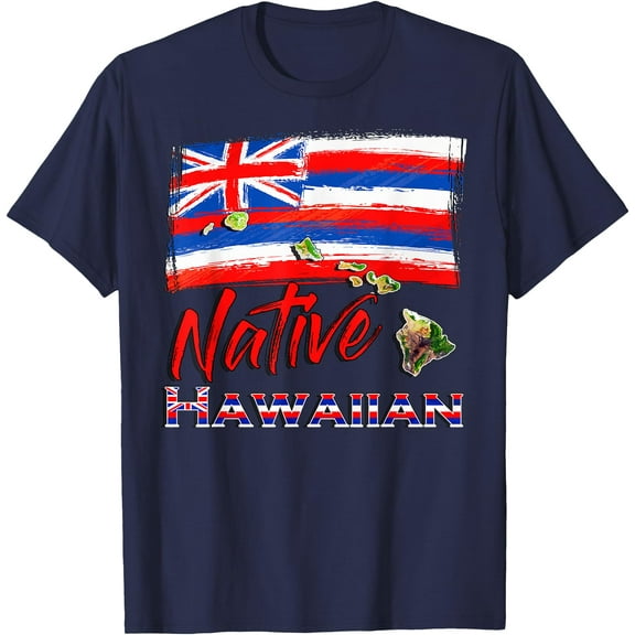 Hawaiian Islands Hawaii Flag Native Hawaiian Unisex T-Shirt for Men Women,Navy Color,Size L