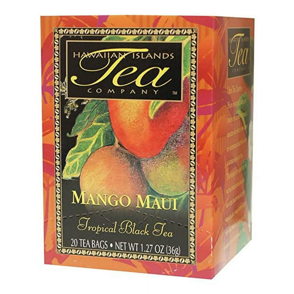Hawaiian Islands Mango Maui Tropical Black Tea, All Natural - (20 Tea Bags Per Box) Pack of 6