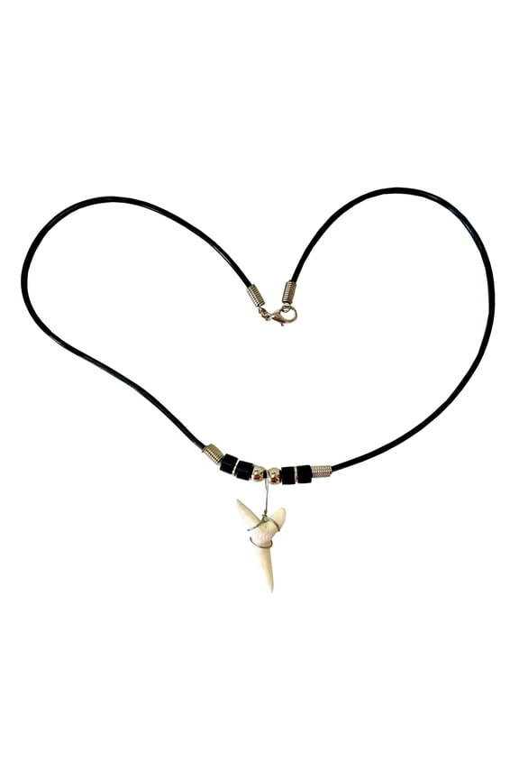 Hawaiian Jewelry Black Bead Large 1.25" Shark Tooth 19" Hawaii Necklace