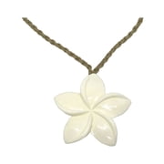 Hawaiian Jewelry Hand Carved Buffalo Bone Plumeria Flower Pendant from Maui, Hawaii