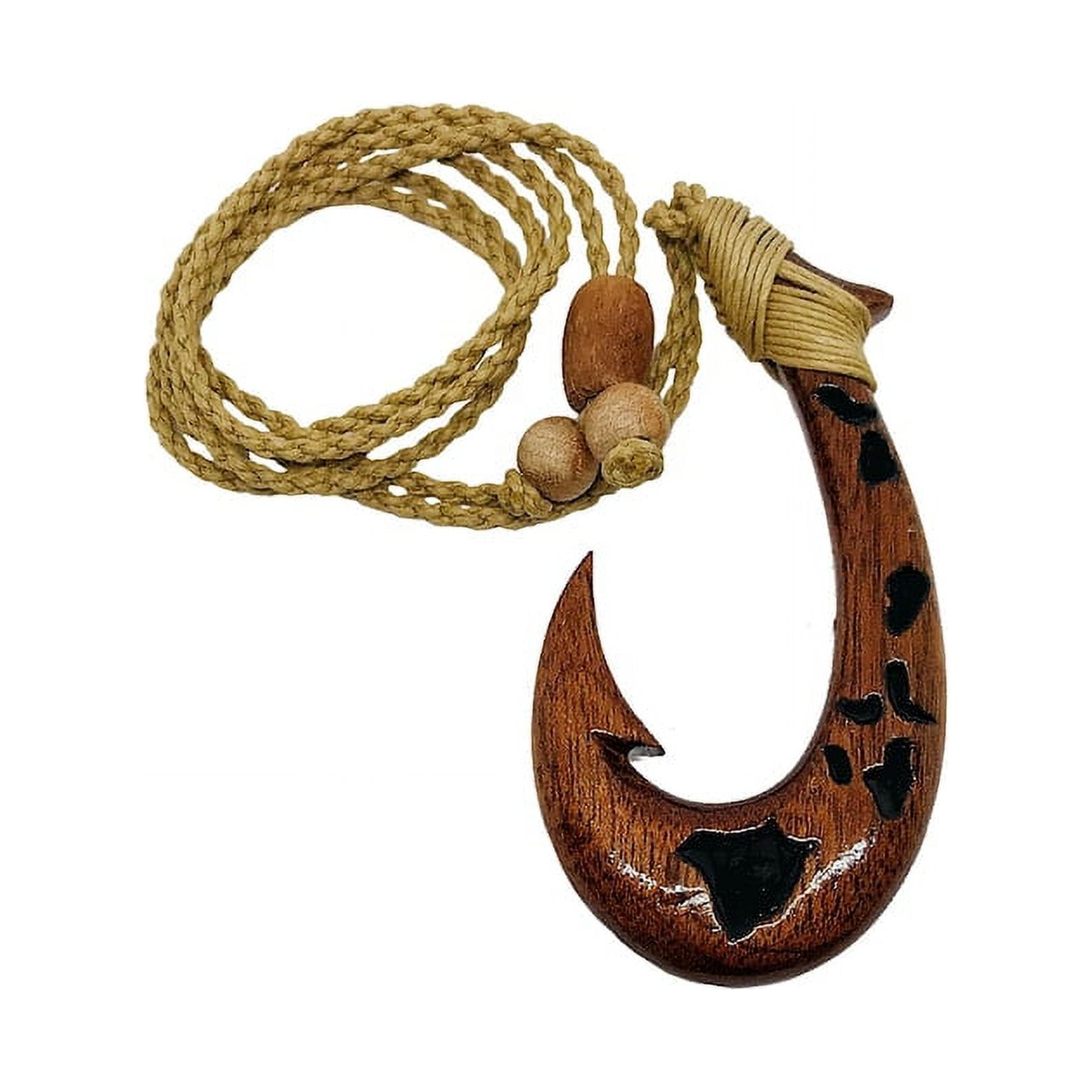 Hawaiian Jewelry Handmade Hawaiian Islands Koa Wood Fish Hook Necklace -  Walmart.com