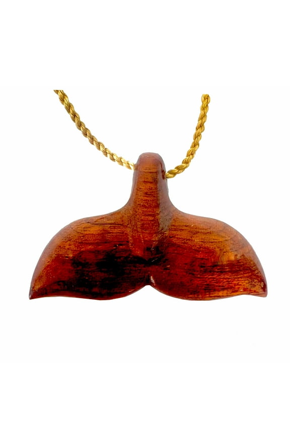 Hawaiian Jewelry Handmade Large Koa Wood Whale Tail Necklace From Maui Hawaii