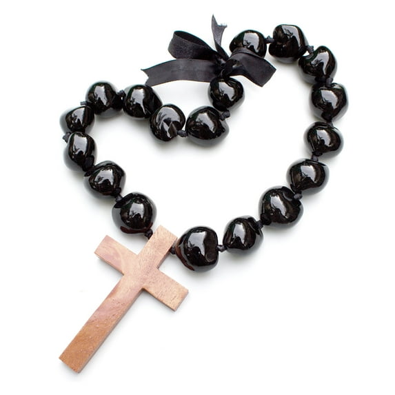 Hawaiian Jewelry Necklace Kukui Nut Lei Hawaii Wood Cross Choker