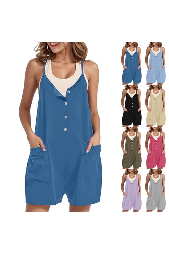 Pajamas Romper Women One Piece Sleepwear Loose Sleep Jumpsuit Loungewear V Neck Harem Playsuit