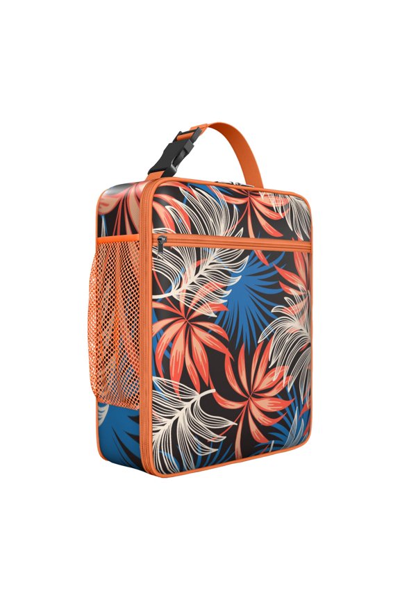 Hawaiian Jungle Floral Exotic Insulated Lunch Bag – Tropical Floral Hawaiian Print Jungle Leaves Summer Beach Hawaiian Hibiscus Botanical Jungle Leaves Summer Tropical Boho Resort Tote