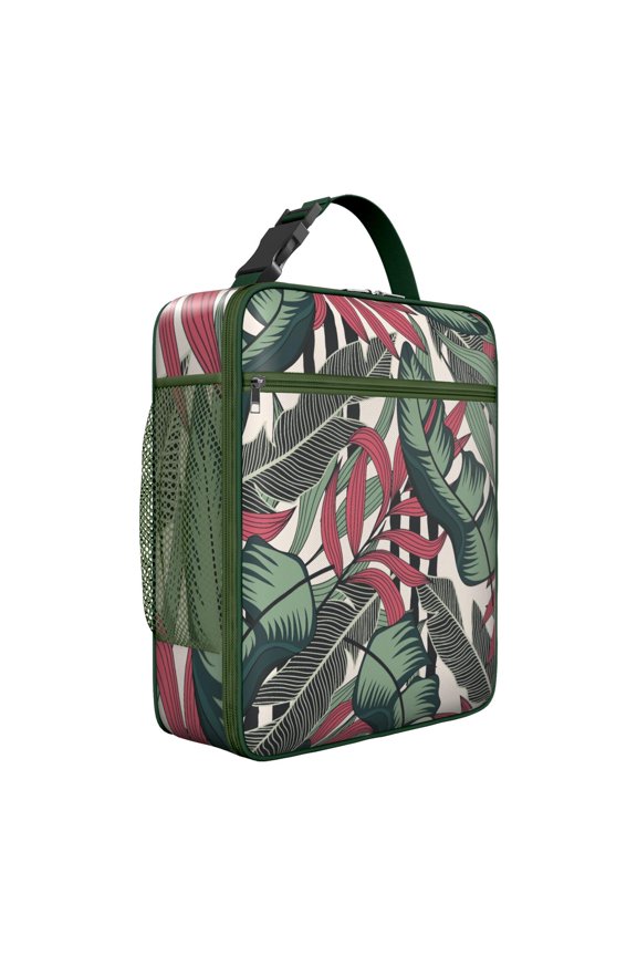 Hawaiian Jungle Floral Exotic Insulated Lunch Bag – Tropical Floral Hawaiian Print Jungle Leaves Summer Beach Hawaiian Hibiscus Botanical Jungle Leaves Summer Tropical Boho Resort Tote