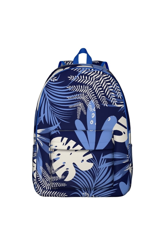 Hawaiian Jungle Leaves Backpack, Tropical Floral School Bag with Exotic Flowers Pattern, Summer Beach Design, Vibrant Hibiscus Aesthetic