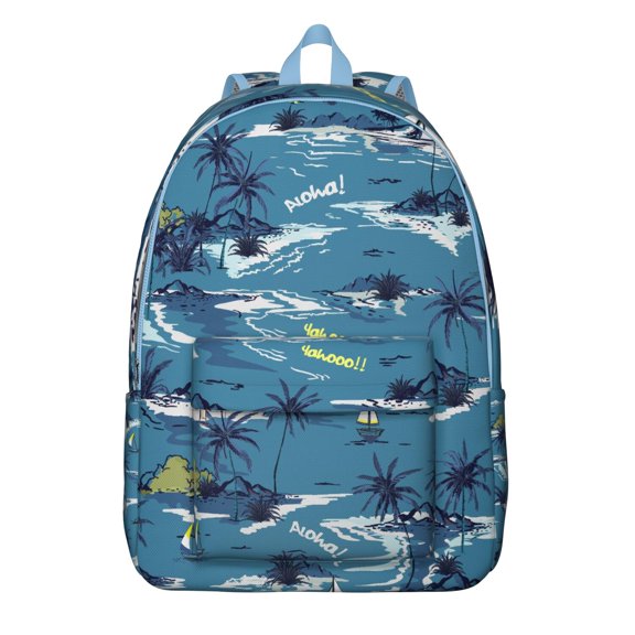 Hawaiian Jungle Leaves Backpack, Tropical Plant School Bag with Palm Leaf Design, Colorful Exotic Floral Pattern, Summer Beach Vibes