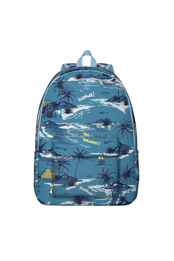 Hawaiian Jungle Leaves Backpack, Tropical Plant School Bag with Palm Leaf Design, Colorful Exotic Floral Pattern, Summer Beach Vibes