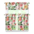 thumbnail image 1 of Hawaiian Kitchen Curtains Set 3PCS, 27.5x36in Polyester Tropical Flower Tier and Valance, Botanical Short Window Drapes for Home Décor, 1 of 6
