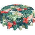 thumbnail image 1 of Hawaiian Leaf Round Tablecloth Summer Tropical Palm Leaves Table Cloths Floral Circular Table Cover Waterproof Wipeable Tabletop Decor for Dining Kitchen Camping Picnic Party 60 Inch, 1 of 6