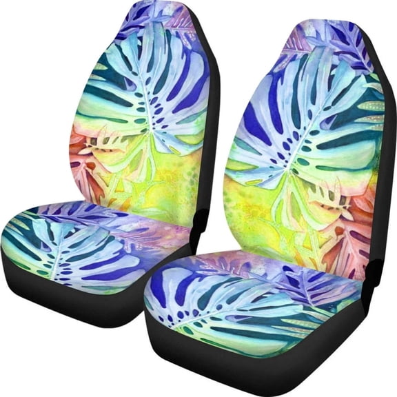 Hawaiian Leaves Print Car Front Seat Cover Set of 2Pcs New Fashion Auto Intorior Decor Sheet Automotive Seat