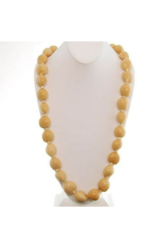 Hawaiian Lei Necklace of Blonde Kukui Nuts