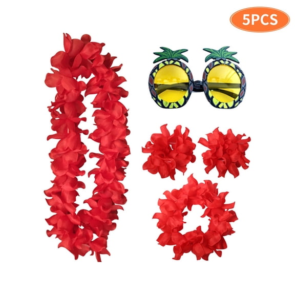 Hawaiian Leis Garland Ruffled Flower Necklaces Luau Hen Stag Hawaiian Fancy Dress Decorations for Adults Beach Themed Birthday Summer Party Favors