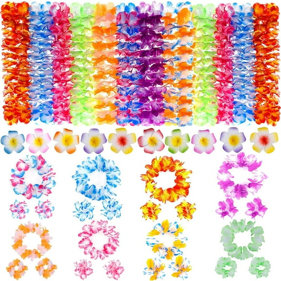 Hawaiian Leis, Luau Party decorations, 40Pcs Tropical Hawaiian Party Necklace, Hawaiian Plumeria Flower Hair Clip For Kids or Adults
