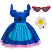 Hawaiian Little Girls Fancy-Dress Halloween Cosplay Outfits with Sunglasses&Flower Hair Clip