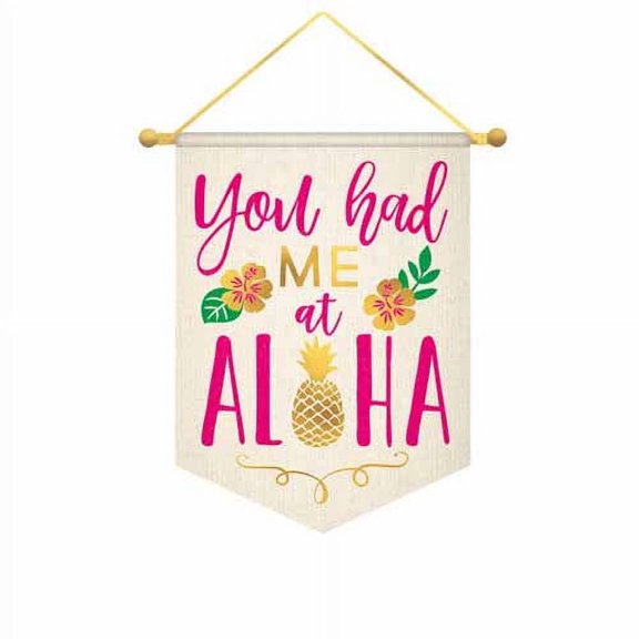 Hawaiian Luau 'Aloha' Deluxe Hanging Canvas Sign, 1 Count