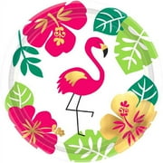 VARIOUS amscan Aloha Flamingo Metallic Luau Party 7in Round Paper Dessert Plates, 8 CT