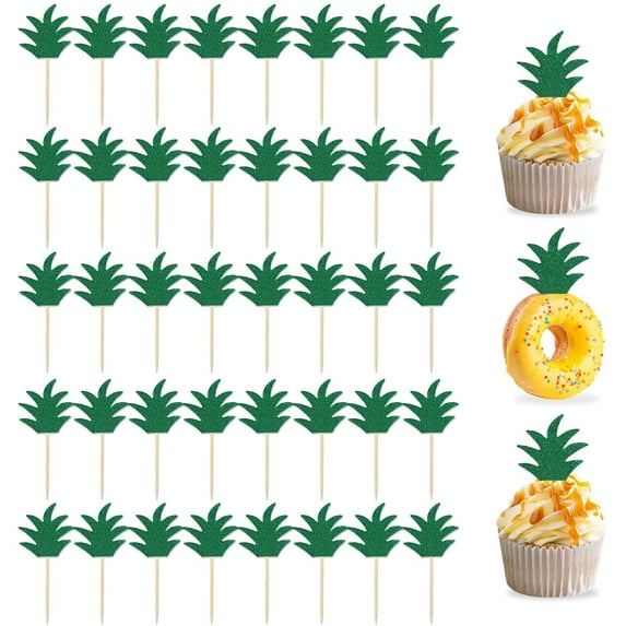 Hawaiian Luau Beach Party Pineapple Cake Toppers, 48-Count, by Naler